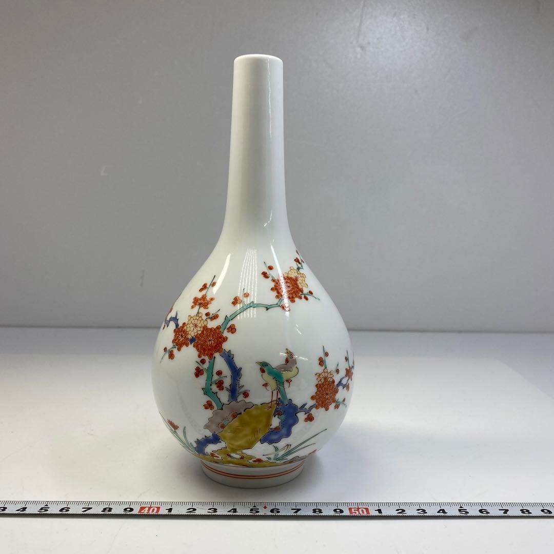 酒井田柿右衛門 梅鳥図花瓶 高さ23㎝ 東里6-0623