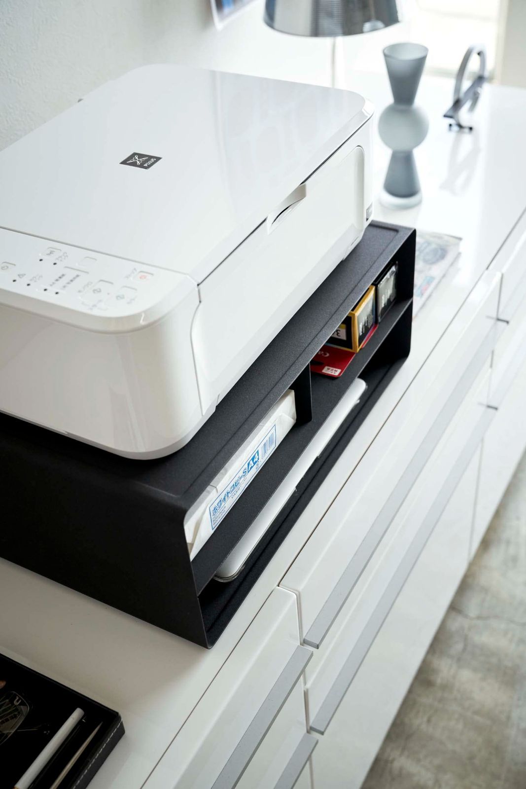 4349 タワー 約W48XD37XH19cm ブラック ツーウェイプリンター収納ラック 山崎実業 Yamazaki CHRISTIANNAURATH_COM_BR