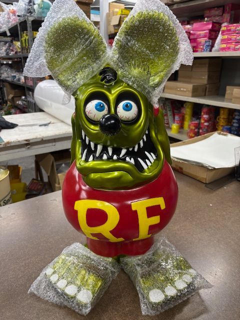 超特大60cmラットフィンク貯金箱フィギュア メタリックグリーン 超限定