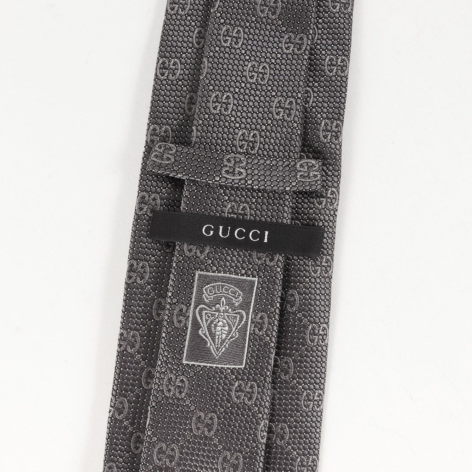 美品GUCCI グッチGG柄 高級シルクネクタイ 黒×金 古着 GUCCI グッチ GG