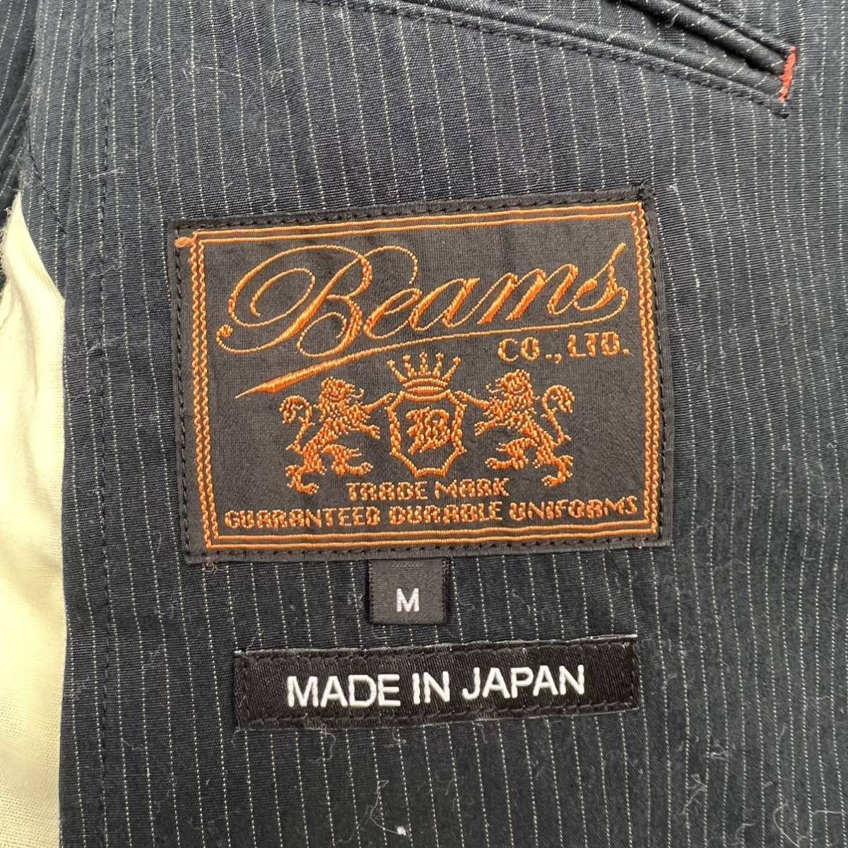 BEAMS ☆ 日本製 コットン ストライプ テーラードジャケット ブラック 