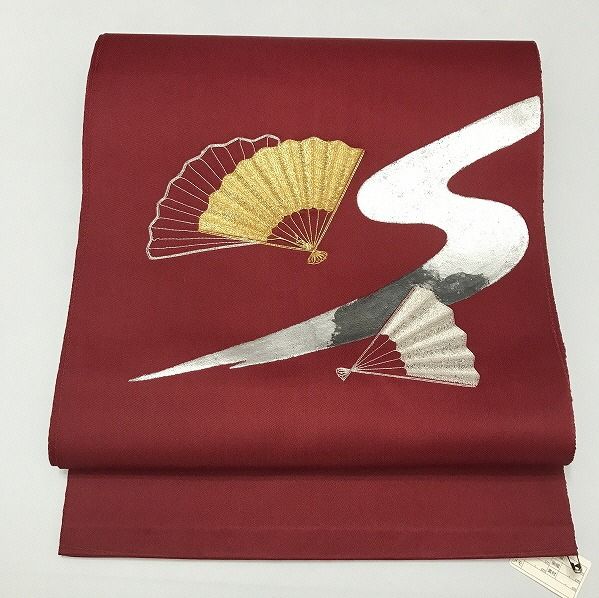 ［名古屋帯］中古品　358cm O-856 リサイクル着物】名古屋帯 正絹 Sランク 藍褐色（あいかちいろ