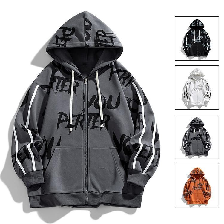 ジップアップパーカー メンズ パーカー 秋物 長袖パーカ 英字プリント スウェット ジップパーカー parka 春