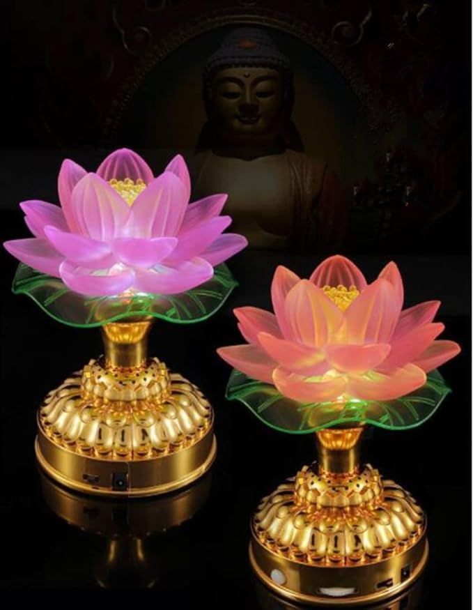 Lhyxuuk 蓮花 仏花 蓮華 蓮華灯 蓮の花 仏具 ロータス 蓮 造花 LED 7色