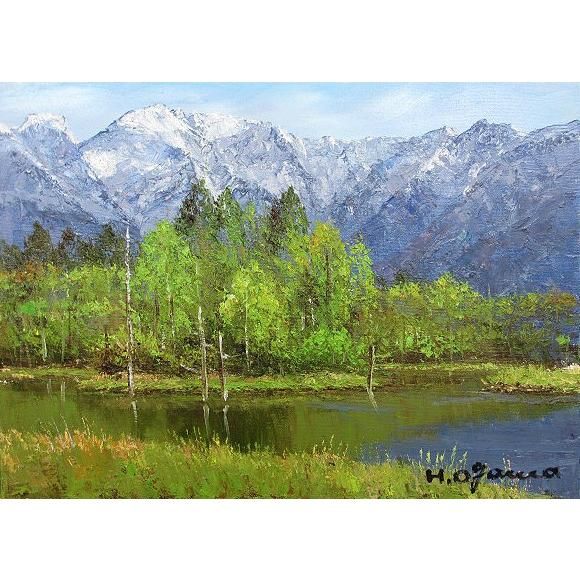 油彩画 洋画 (油絵額縁付きで納品対応可) F10号 「上高地」 小川