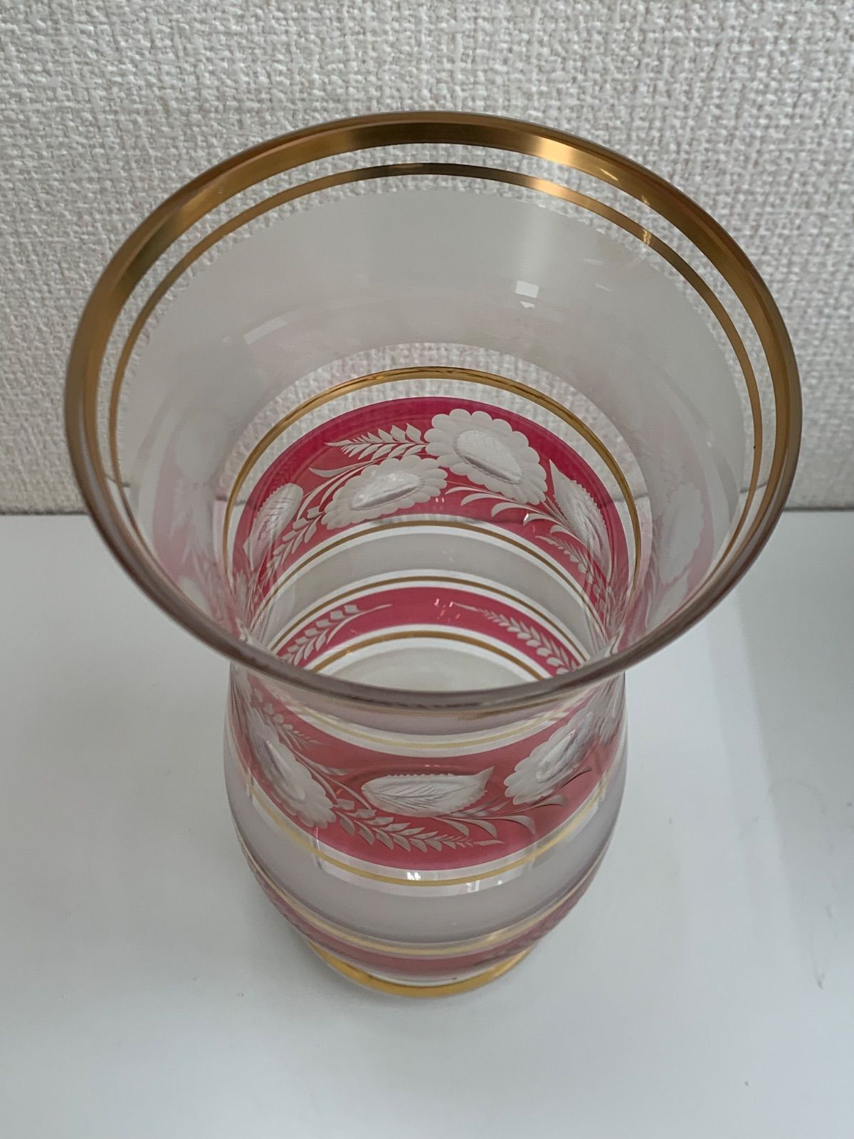 ボヘミアガラス花瓶 ハンガリー 25周年 記念 ボヘミア ガラス 花瓶