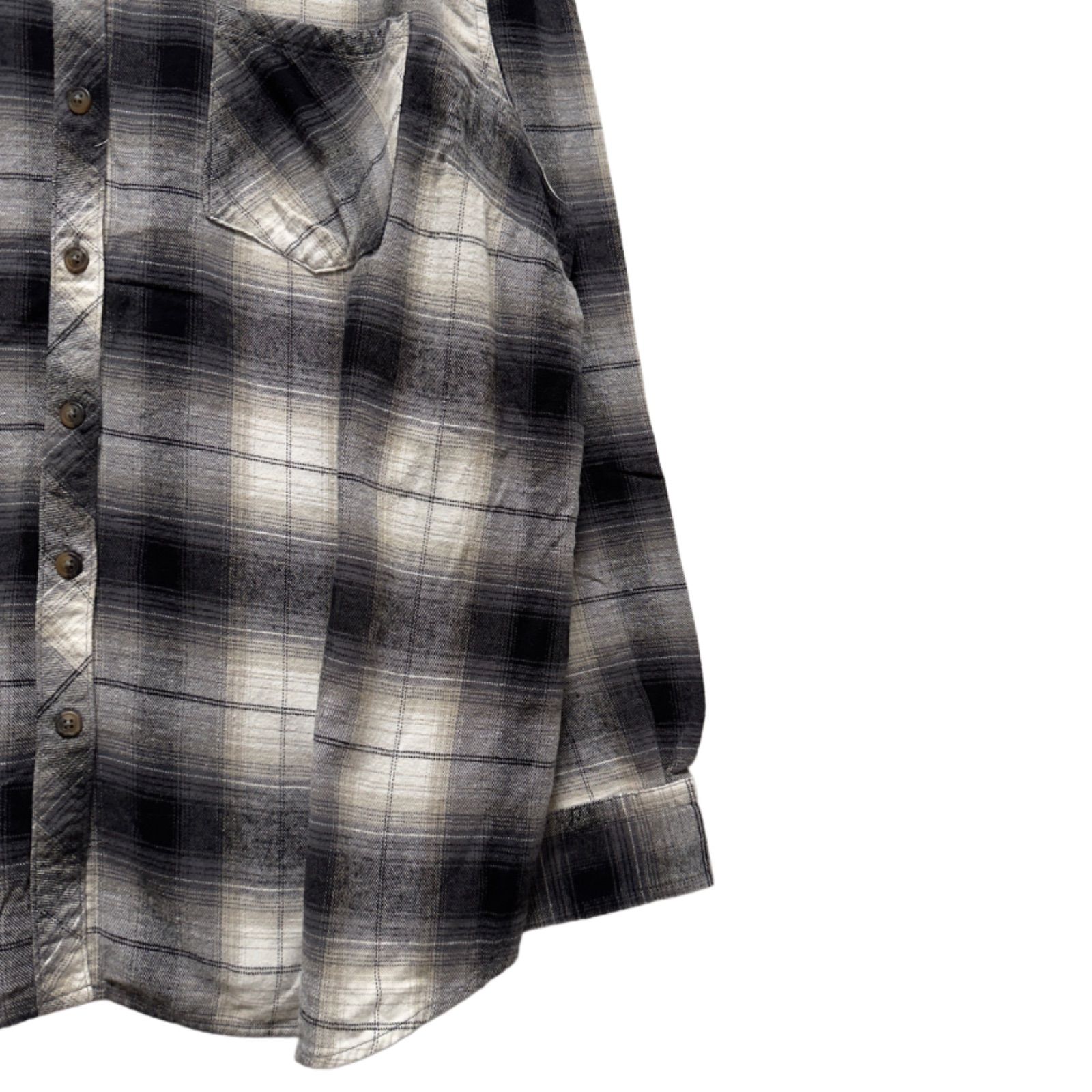 90s オンブレ チェックシャツ XLサイズ モノトーン BLUE MOUNTAIN
