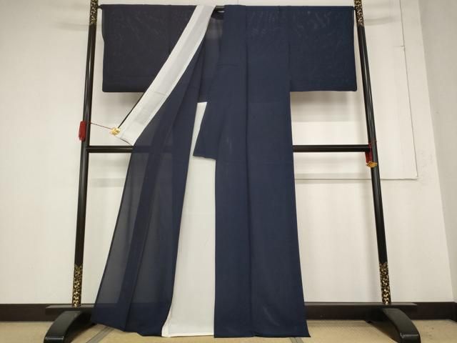 平和屋着物 夏物 色無地 絽 藍鉄色 正絹 AABB8618st