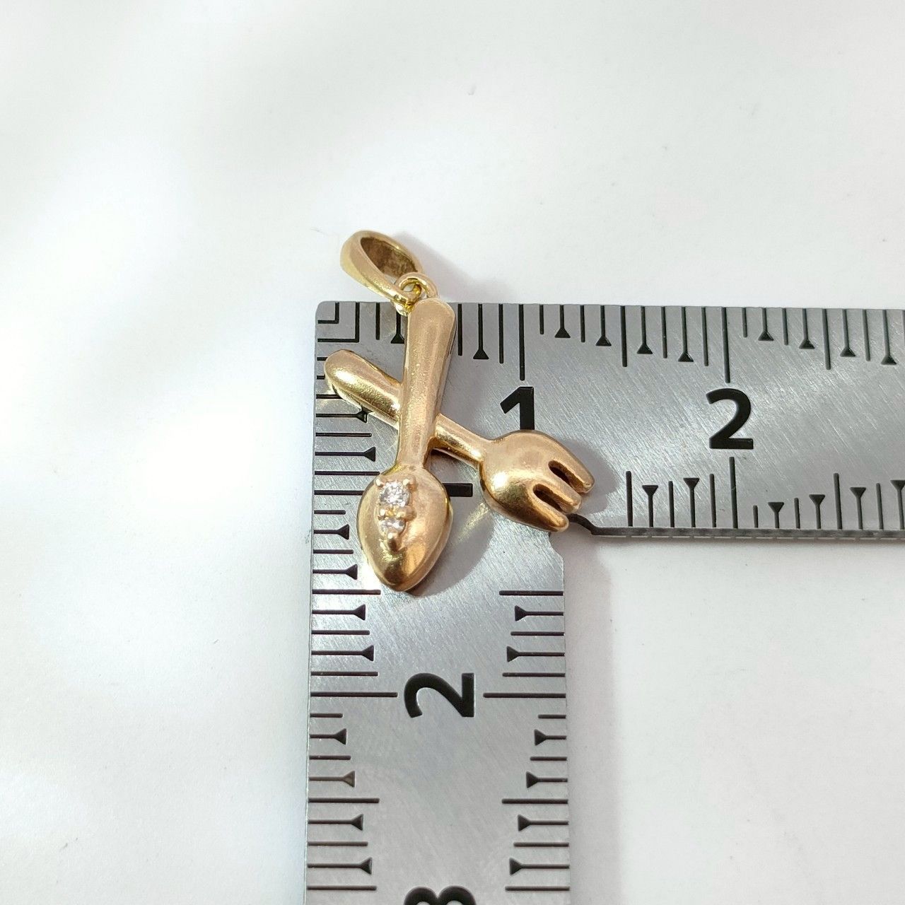 18金 K18 レディース カトラリーデザインネックレストップ 1.45g A921 