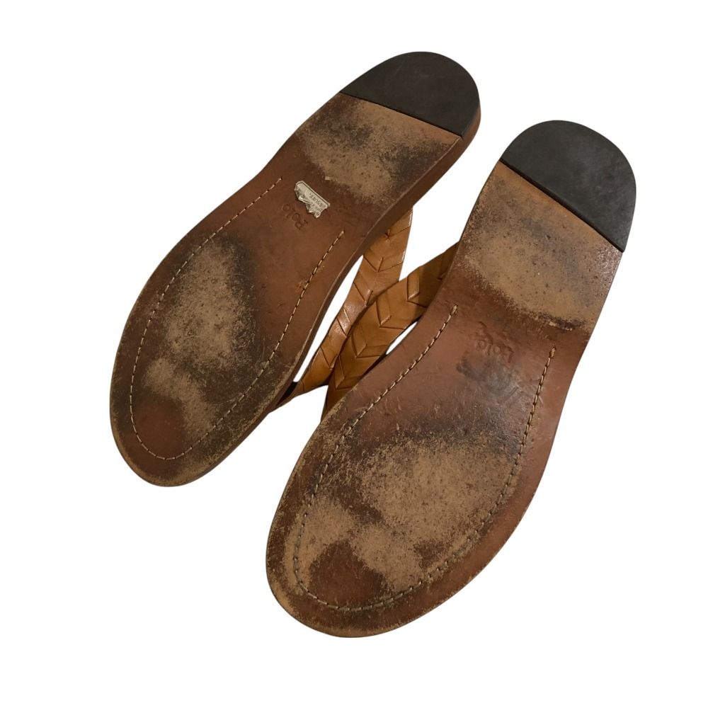 美品 Polo Ralph Lauren ポロラルフローレン レザー トングサンダル 9D