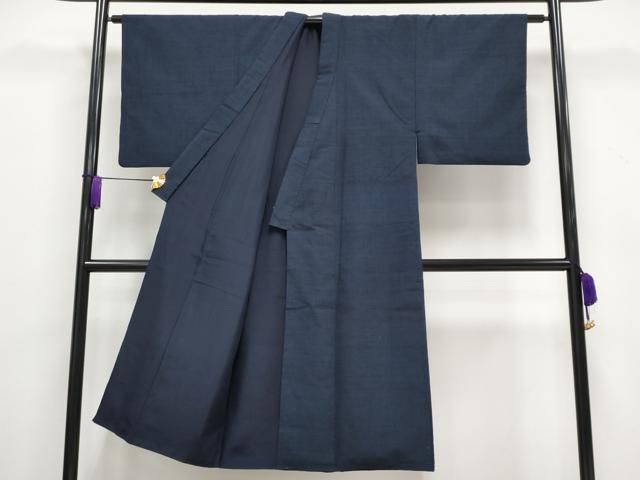 平和屋着物 上 男性 紬 アンサンブル 色無地 濃紺地 s 5