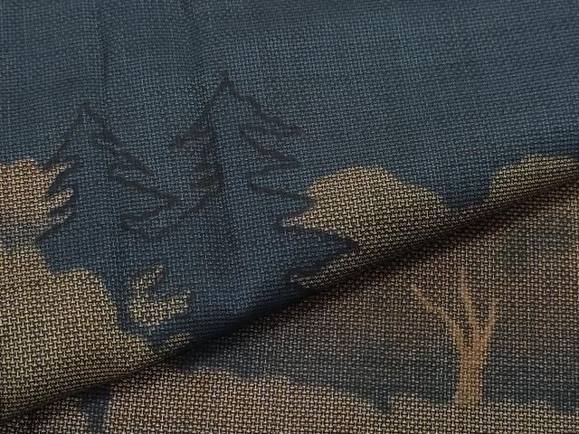 平和屋着物○本場大島紬 訪問着 9マルキ 遠山草木文 正絹 逸品 未