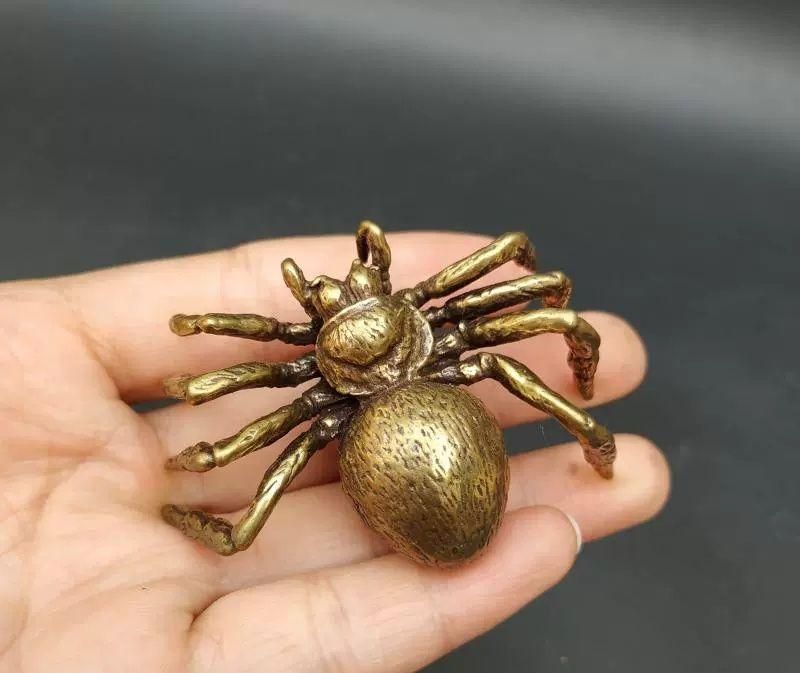 銅細工 蜘蛛 置件 五毒大蜘蛛 毒蜘蛛 装飾品 工芸品 美術品 置物