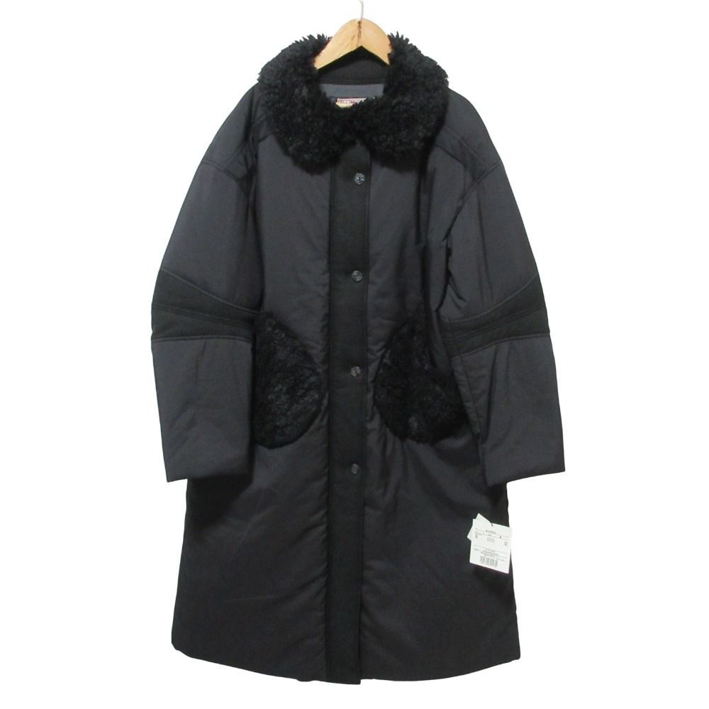 ♥ OLEBOREBLA オレボレブラ アルベロベロ ぶたさんポケット ボアカラー 中綿ロングコート ブラック レディース 古着