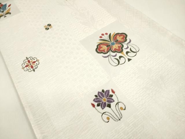◆955◆六通柄　袋帯　刺繍　華文　有職文様　唐花草　着物帯　和装着物 ◇1420◇六通柄 袋帯 華文 有職文様 刺繍 着物帯 和装 - メルカリ