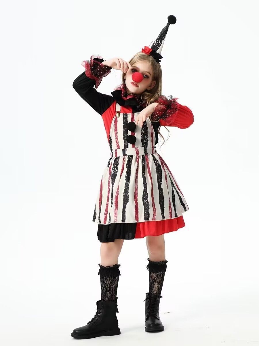 通勤着 コスプレ 衣装 子供 ピエロ 定番 仮装 ハロウィン キッズ 女の子 サーカス コスプレ衣装 ワンピース 選べるセット コスチューム 余興 お遊戯会 小学生 イベント衣装 イベント パーティー xiaojin06