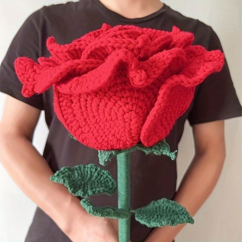 フェイクフラワー バラ 造花 薔薇 ローズ 赤 誕生祝プレゼント用 オーバーサイズ 大きい BIG ビッグサイズ 婚約 記念日お祝い ニット 毛糸 手芸 編み物 ブーケ ぬいぐるみ 枯れない花 母の日 敬老の日 ギフトおしゃれ かわいい サプライズ 4-7