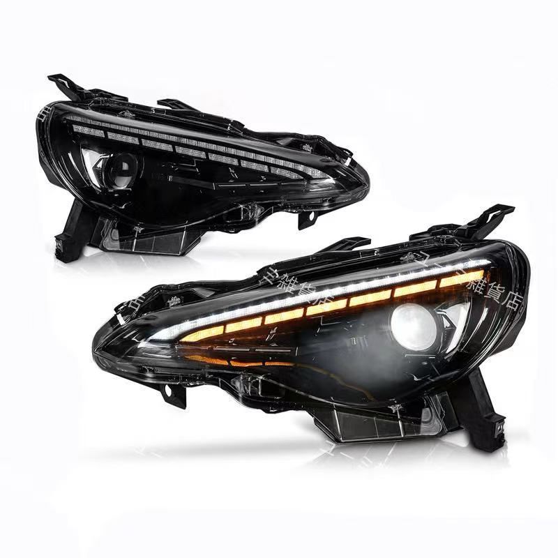 トヨタ 86 スバル BRZ 用全 LED ヘッドライト プロジェクターレンズ オープニング機能 流れるウインカーのオン オフ可