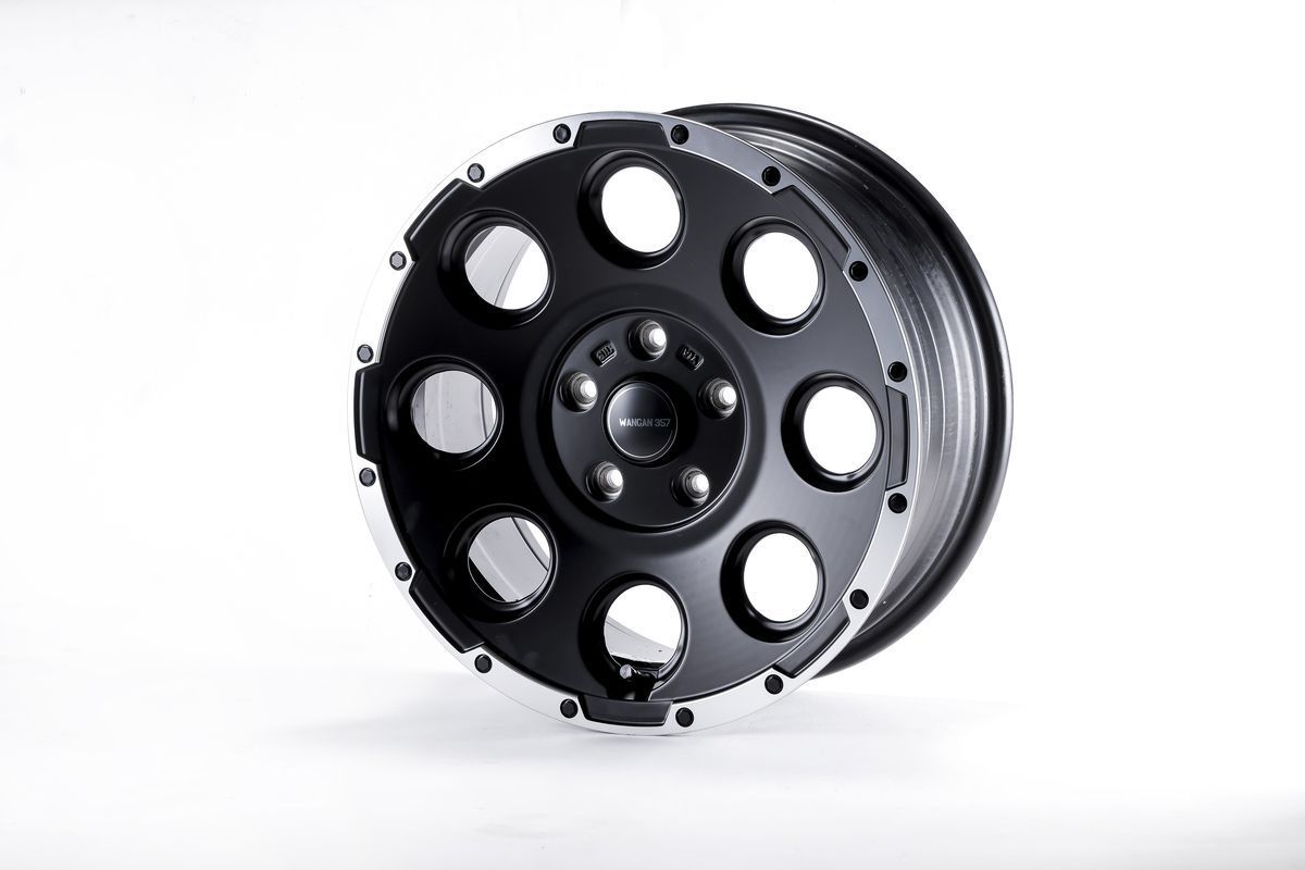 WANGAN357 16インチホイール 4本セット 7.0J 35 5穴 PCD 114.3 73.1 黒 マットブラック リムポリッシュ デリカD5 CV1W RAV4