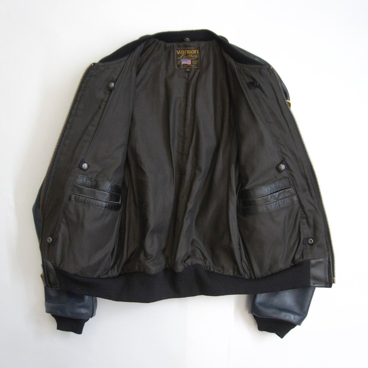 美品】 VANSON 【TJV オールレザー スタジャン】38 ブラック