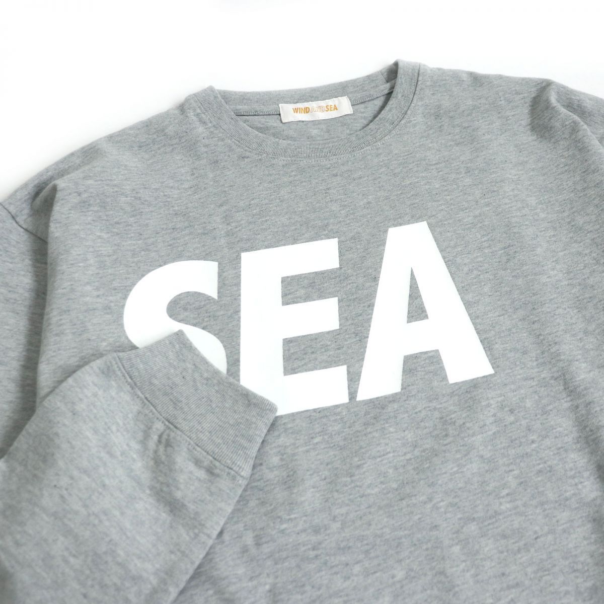 未使用品□WIND AND SEA/ウィンダンシー WDS-CS-342 ロゴワッペン付き コットン ロングスリーブTシャツ/カットソー グリーン M 正規品コットン100％リブ