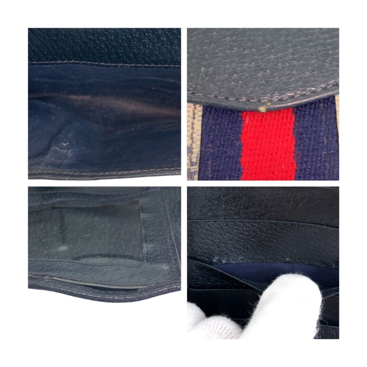 GUCCI グッチ 長財布 シェリーライン シルヴィ ネイビー　ゴールド金具 GUCCI グッチ ヴィンテージ オールドグッチ シェリーライン