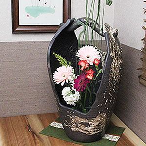 信楽花入 信楽焼 陶器 花入れ やきもの 壷 花瓶 花器 杏 花入れ ha-0166
