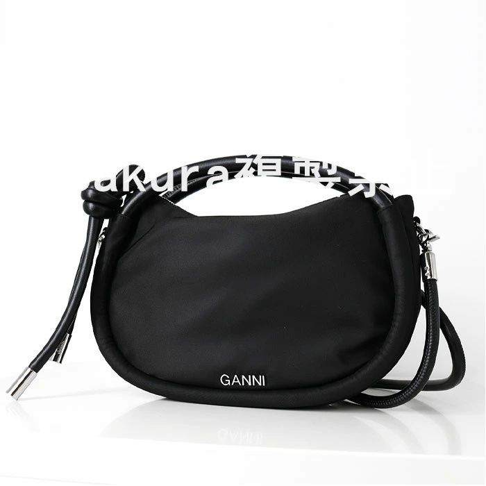 【Ganni】新品 Mini Bagノットバッグ ブラックナイロン  ハンドバッグ