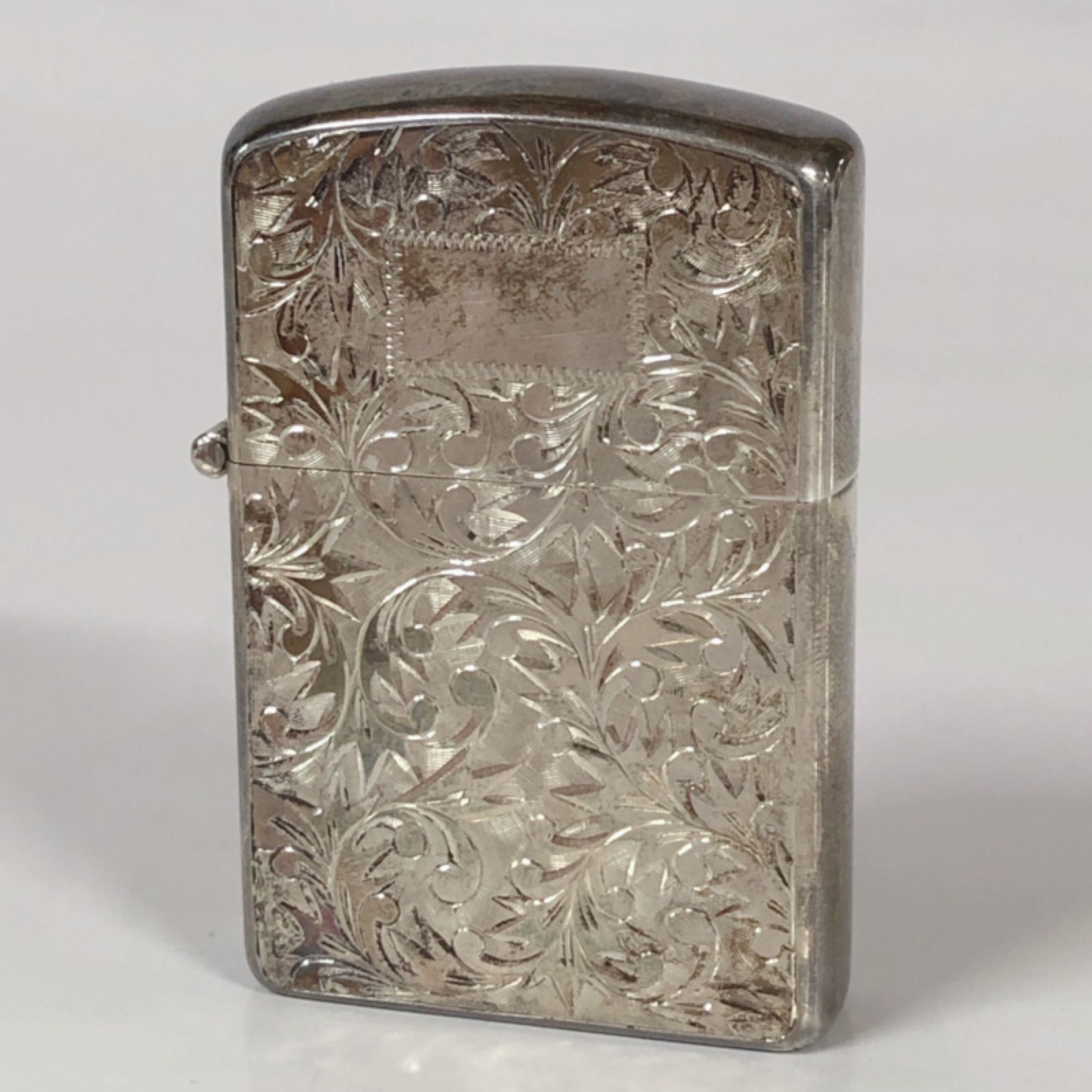 銀無垢    彫金 富士山紋 彫刻刀印 オイルライター  シルバー950