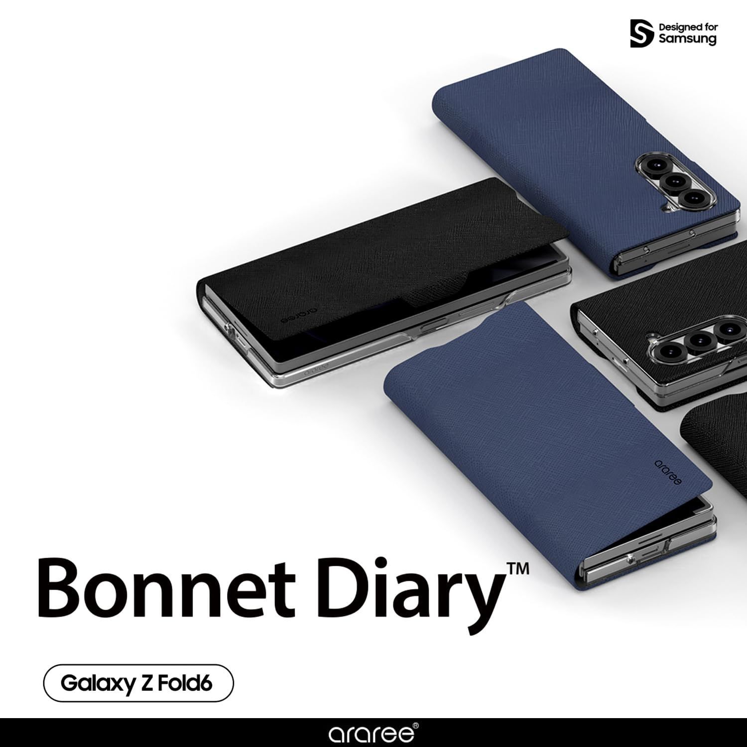 在庫 Z F 6 Galaxy 対応 手帳型 ケース サムスン公式認定品 レザー フック式カバー 留め具 ラッチ フリップ ケース ワイヤレス充電対応 araree 軽量 衝撃吸収 カメラ保護 レザーケース Bonnet Diar