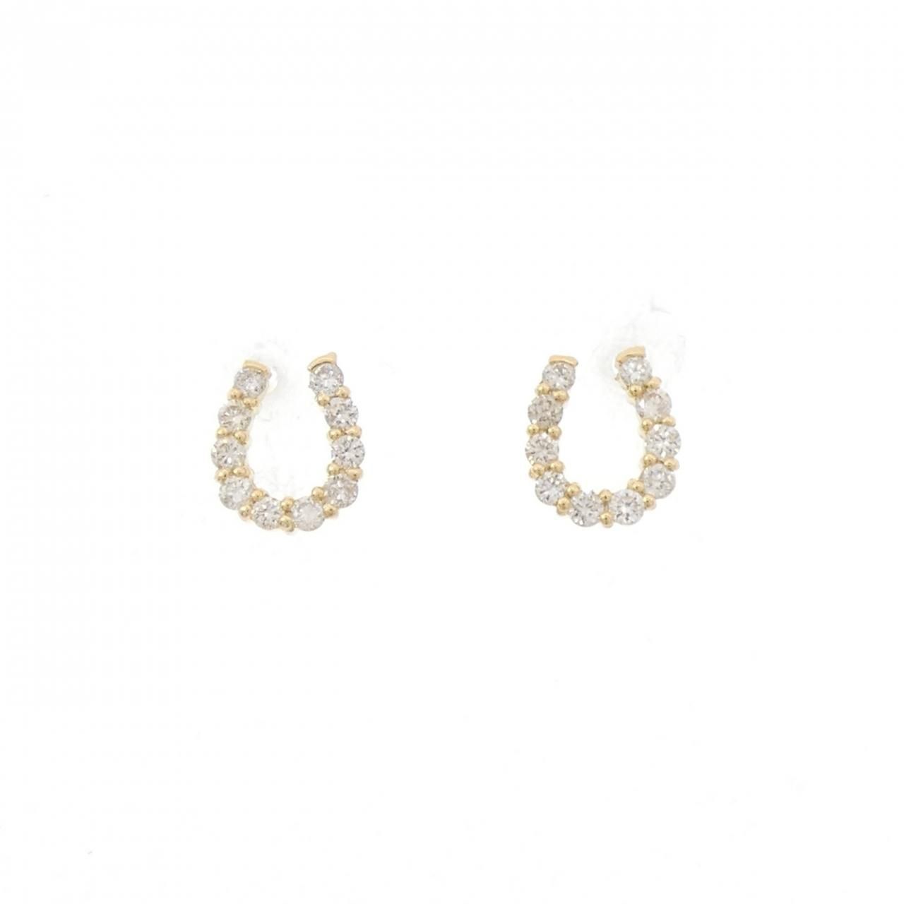 K18YG ホースシュー ダイヤモンド ピアス 0.20CT