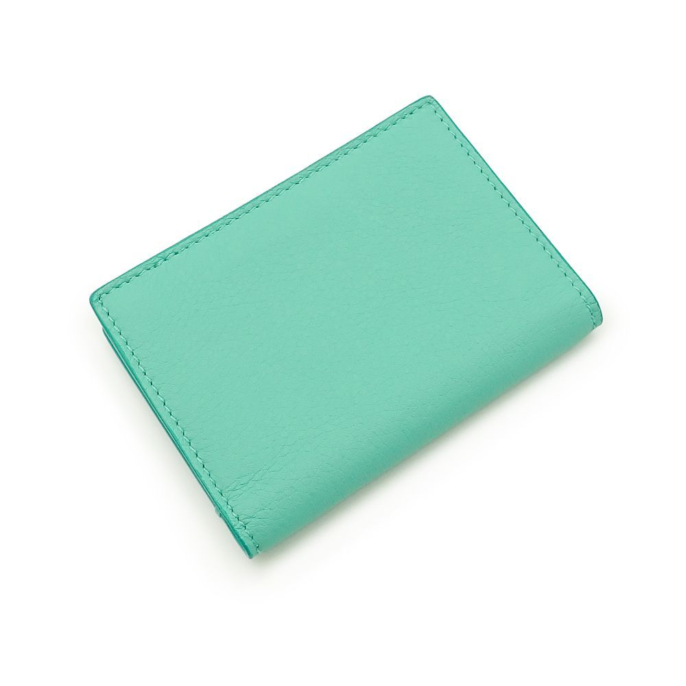 ティファニー ヴァーティカル フォルド カードケース 名刺入れ レザー ティファニーブルー シルバー金具