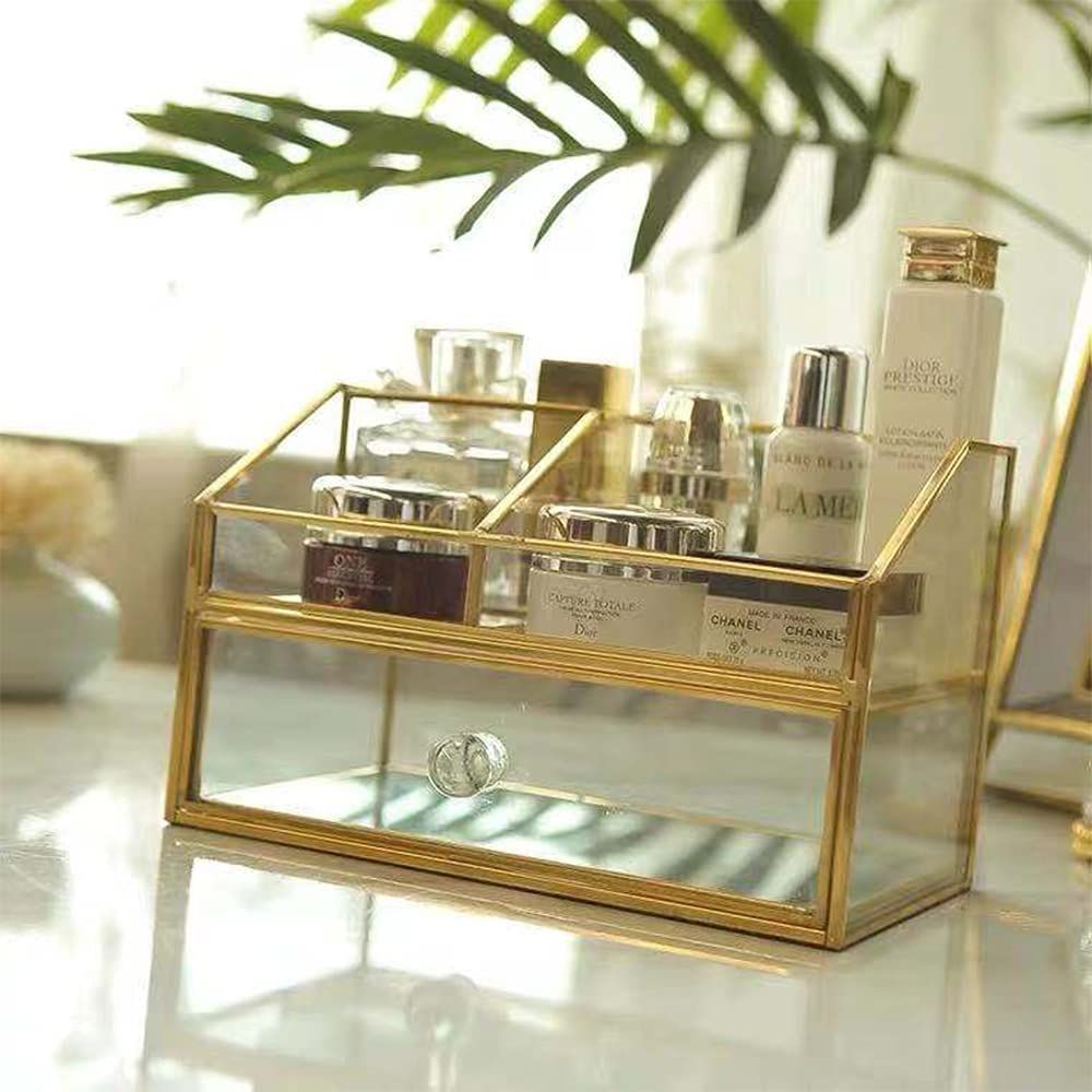 透明化粧品収納ボックス - ガラス製、耐久性抜群、整理が簡単 透明化粧品収納ボックス - ガラス製、耐久性抜群、整理が簡単
