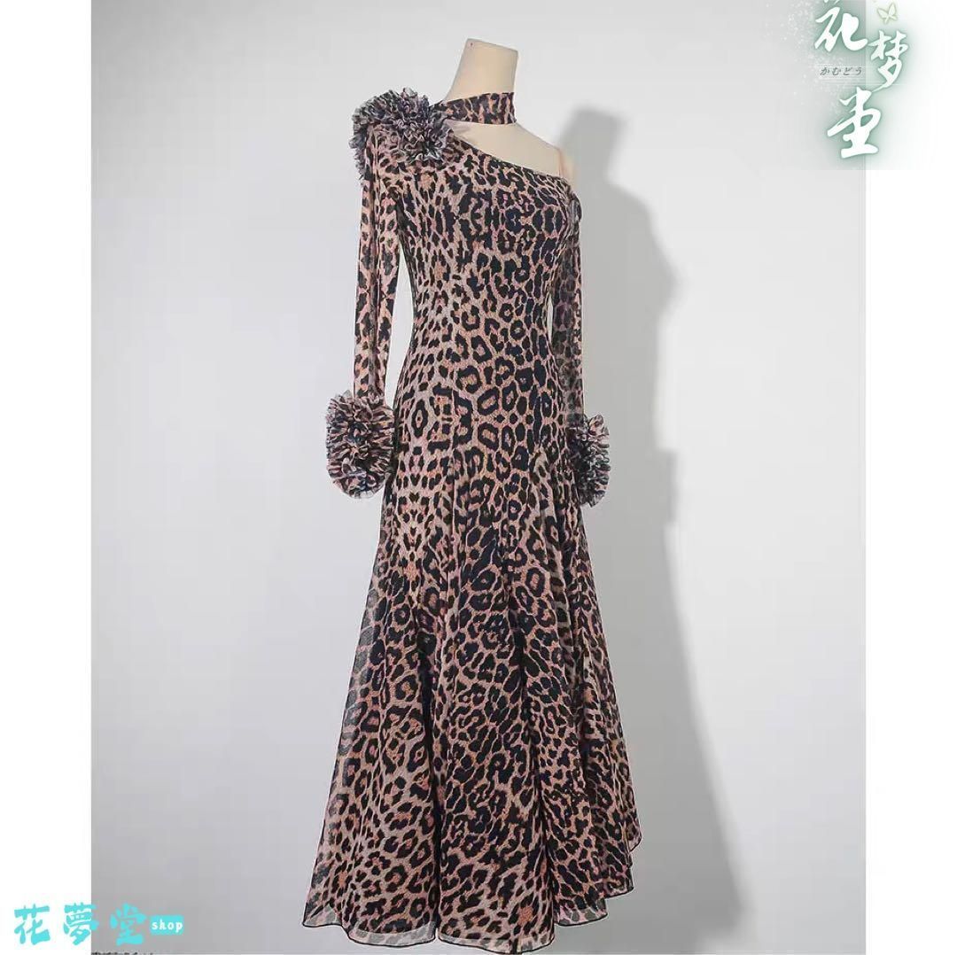 25年 アニマル ヒョウ柄 社交ダンス衣装 ダンスウェア ダンス ドレス 衣装 撮影会 舞台 イベント 原野空間 93