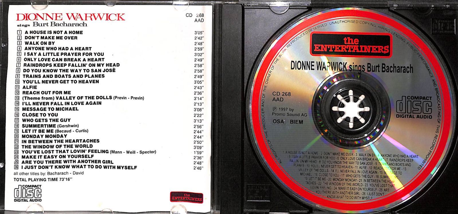 R\u0026B+ソウル CD Dionne Warwick Sings Burt Bacharach TECX23950 Overseas Records /00110 CD】Dionne Warwick Sings Burt Bacharach ディオンヌ