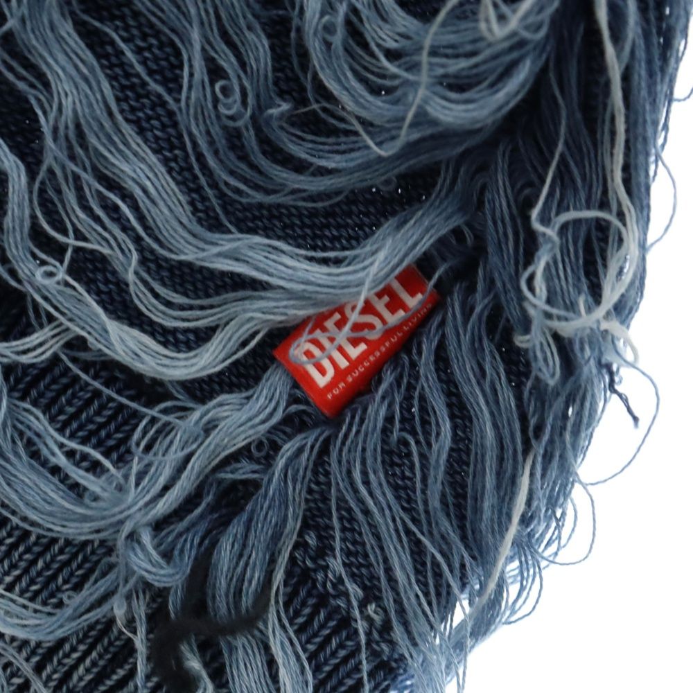 DIESEL (ディーゼル) 24SS k-boboli Destroyed indigo V-neck cardigan