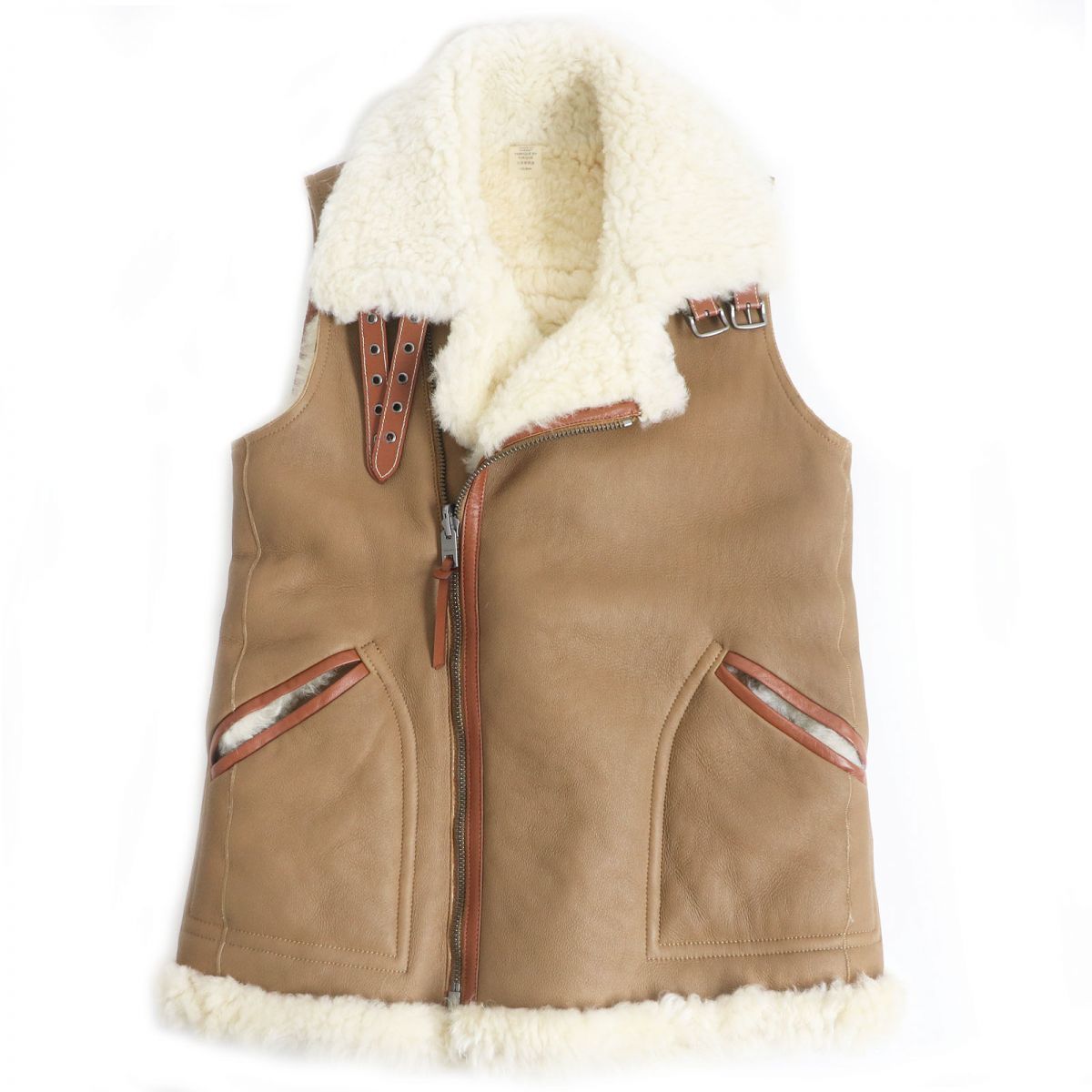 極美品□COACH/コーチ F20480 REVERSIBLE SHEARLING VEST 羊毛皮