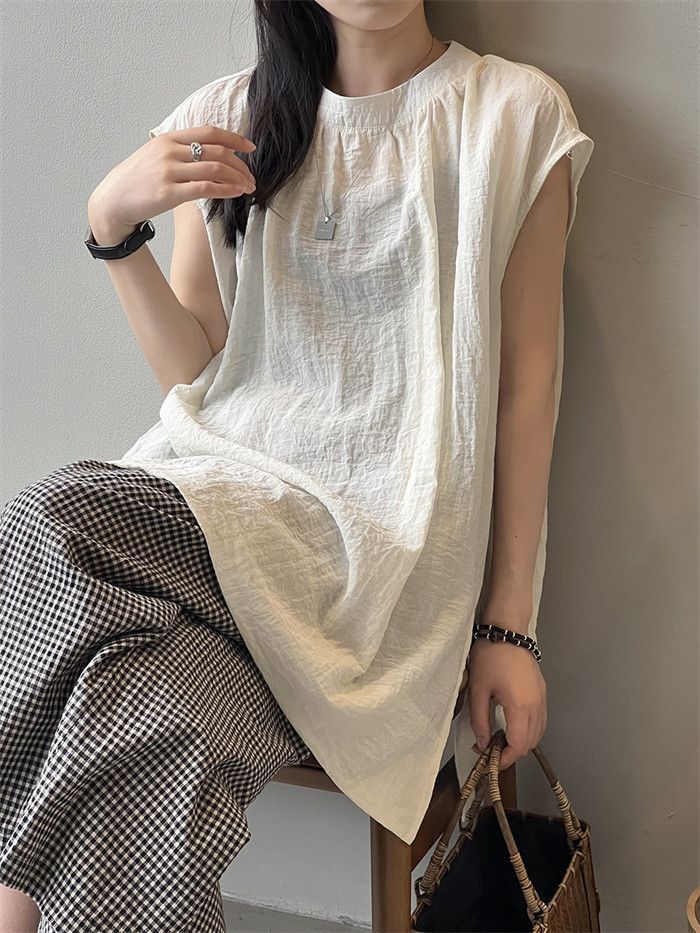 チュニック 夏 Tシャツ レディース ノースリーブ プルオーバー
