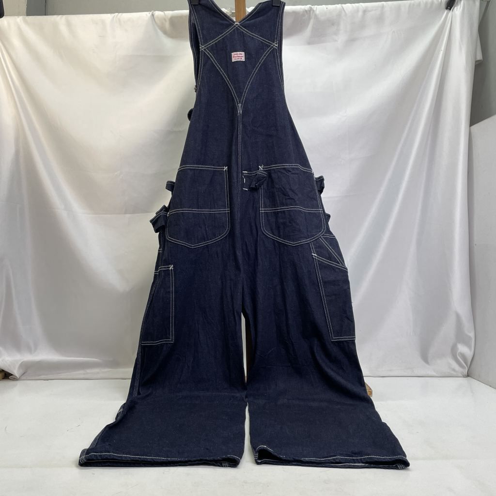01w-5354 クッシュマン CUSHMAN ダブルニーオーバーオール タグ付 ブルー サイズL 日本製 メンズ オーバーオール コットン 22251 品