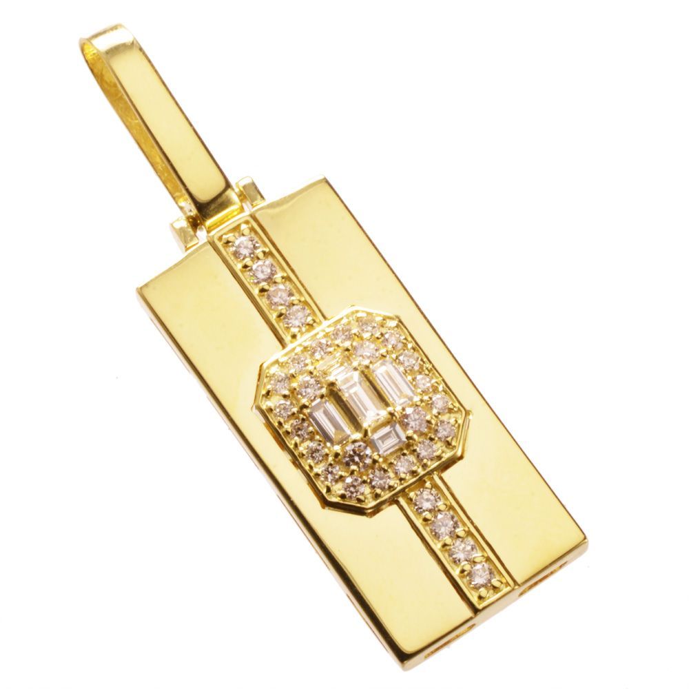 ペンダントトップ メンズ K18 18K 18金 バゲットカット ダイヤモンド ペンダントヘッド イエローゴールド ネックレストップ 日本製 刻印入り 鑑別書付き 大きめ シンプル プレゼント ギフト アクセサリーマート|メルカリShops店