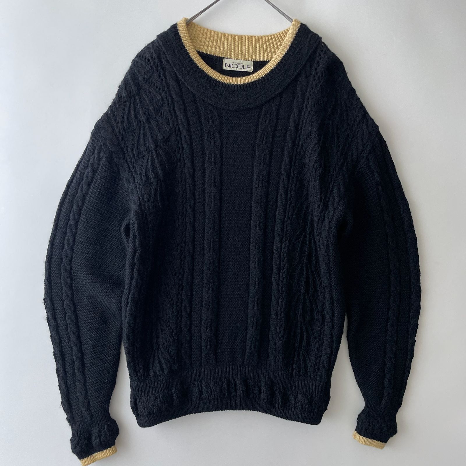 希少/70s-80s】monsieur NICOLE (a) ビンテージ古着 アーカイブ ムッシュニコル ウール ケーブルニット セーター  DCブランド sweater - メルカリ