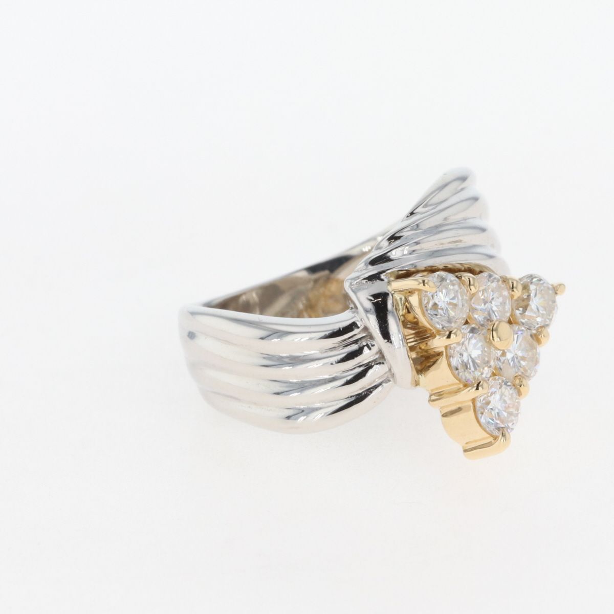 ダイヤモンド デザインリング プラチナ K18 イエローゴールド 指輪 ...