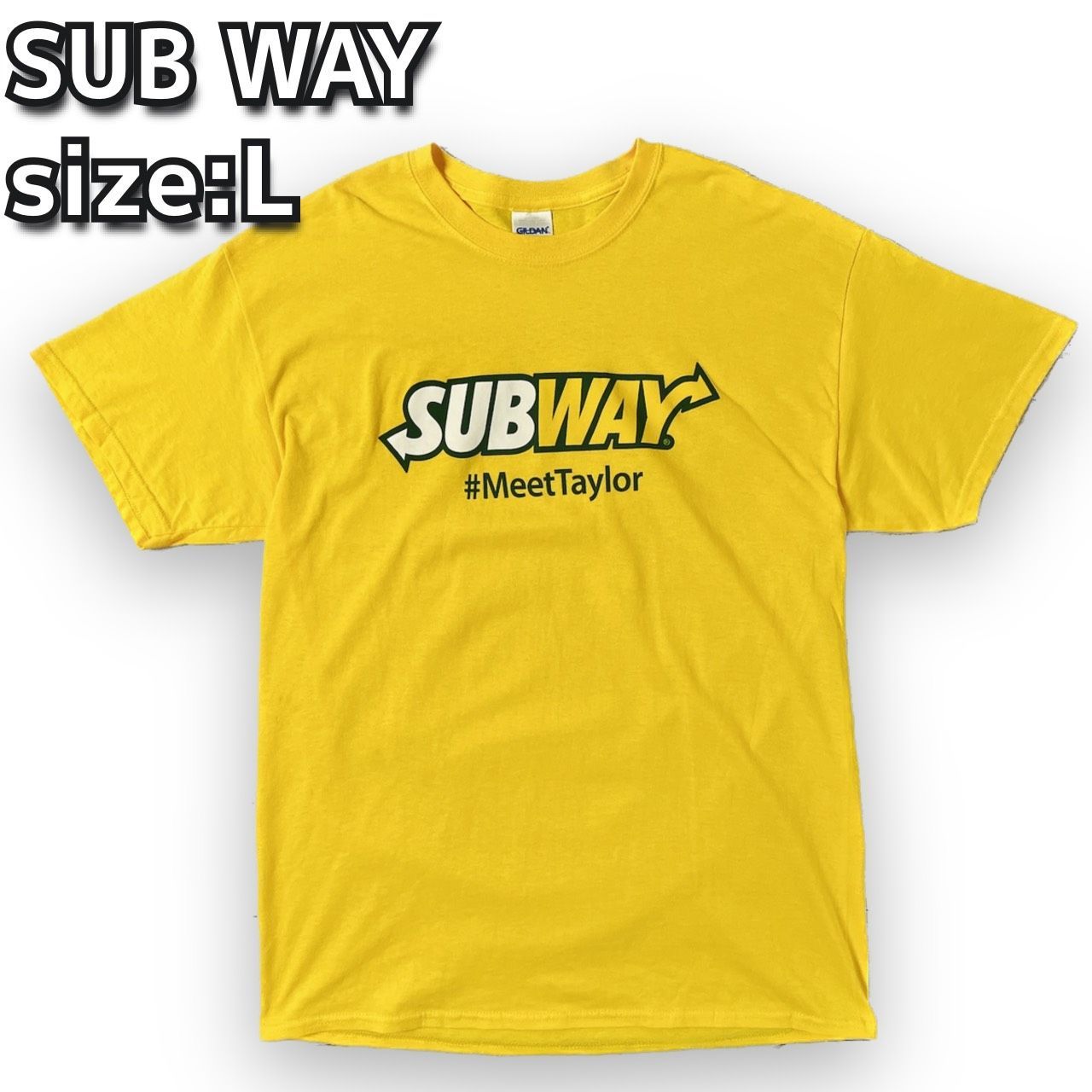 SUBWAY 企業ロゴ サイズ：L 半袖 Tシャツ イエロー 古着 - メルカリ