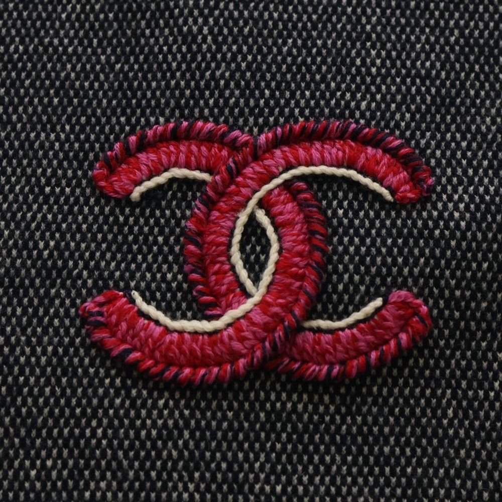 CHANEL シャネル ココマーク カシミヤ ウール ロングマフラー ネイビー×ピンク