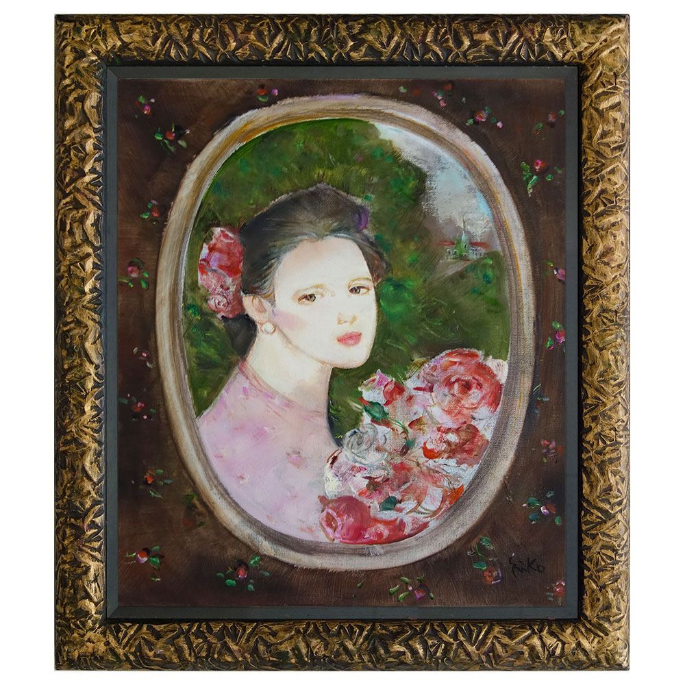 中島裕子 作品 油絵 バラ 薔薇 待た