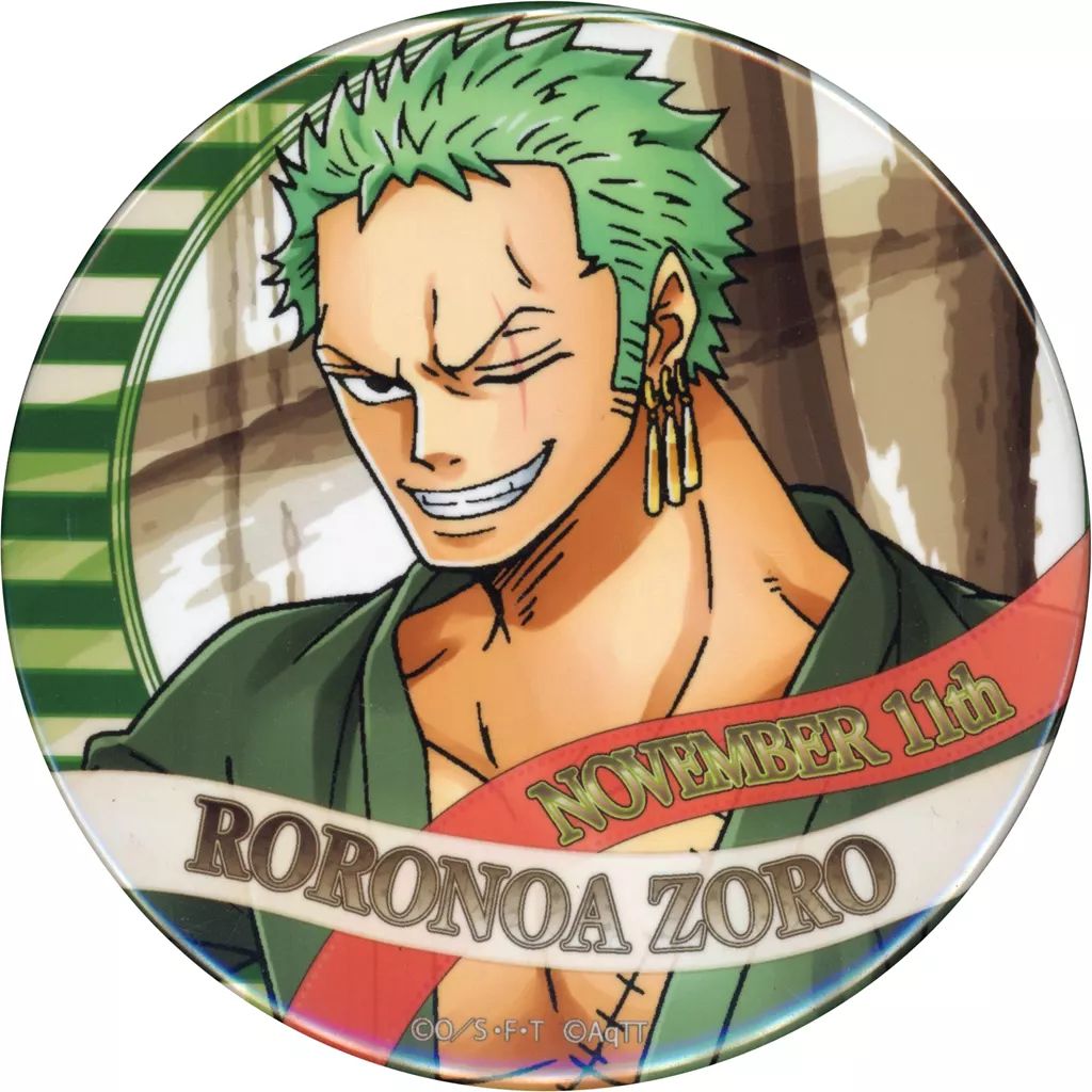 ONE PIECE 東京ワンピースタワー限定 2018夏 缶バッジ ゾロ 中古】バッジ・ビンズ ロロノア・ゾロ バースデイ缶バッジ(2018