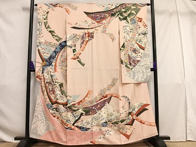 豪華　花鳥文　ぼかし　金銀彩　ラメ　逸品　フルセット　振袖　振り袖 平和屋着物□豪華振袖 熨斗花鳥文 金彩 正絹 逸品 AAAV4111esの