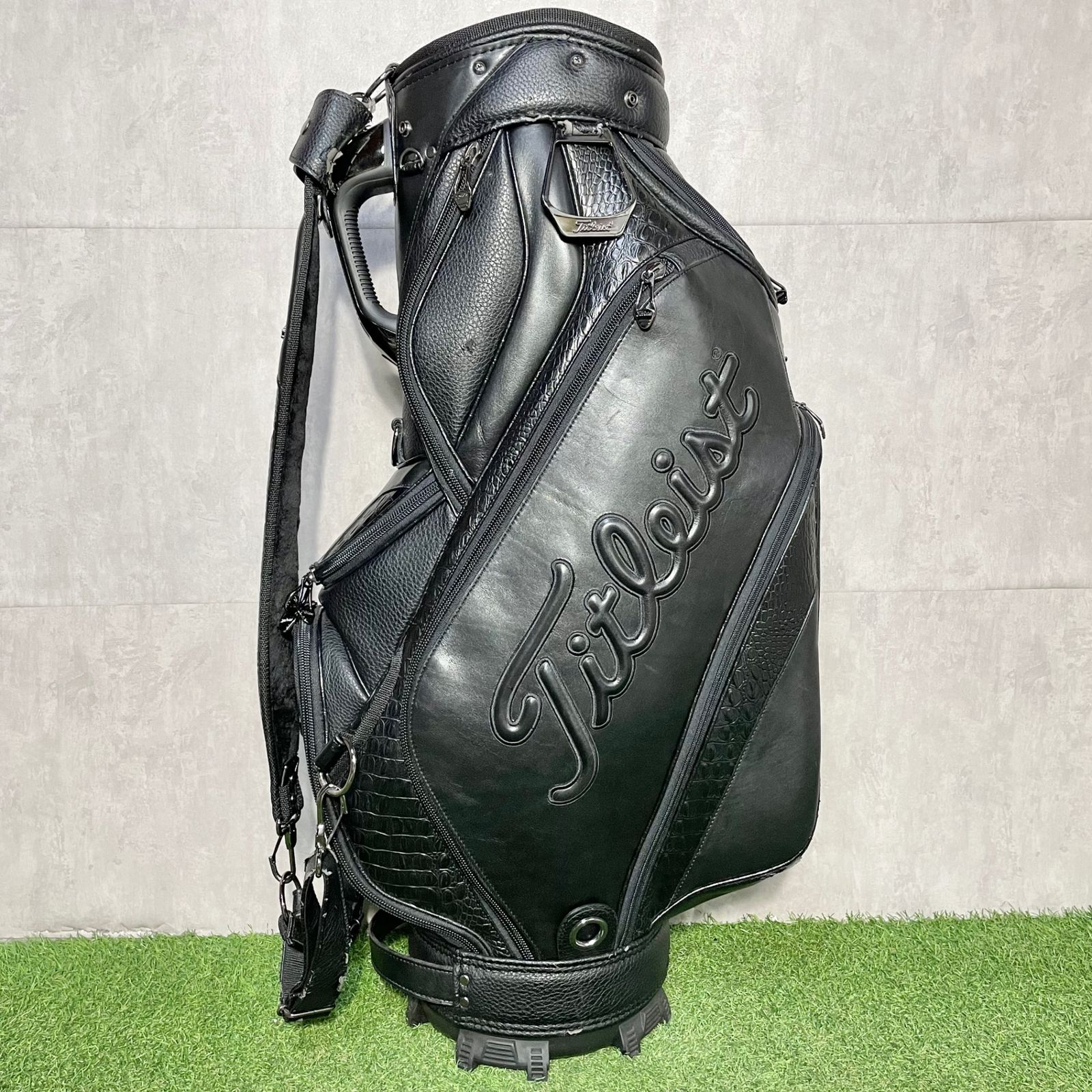 【希少】タイトリスト キャディバッグ 3点式 牛革 ブラックリミテッド クロコ Titleist BLACK LIMITED タイトリスト ブラックリミテッド キャディ