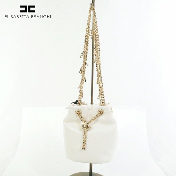80%OFF エリザベッタフランキ ELISABETTA FRANCHI バッグ EOT1122 アイボリー レディース ショルダーバッグ 巾着ショルダー レザー調