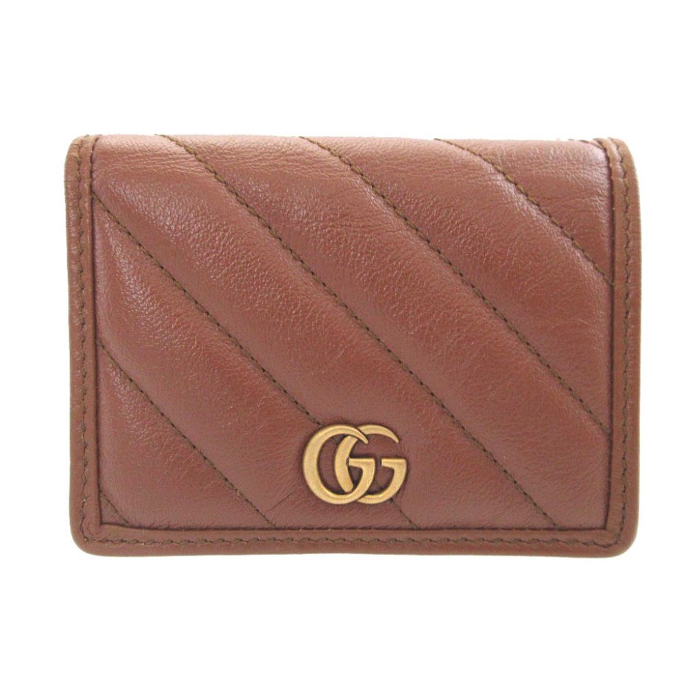 グッチ 466492 レザー ブラウン 茶 2つ折り財布 財布 0584 GUCCI